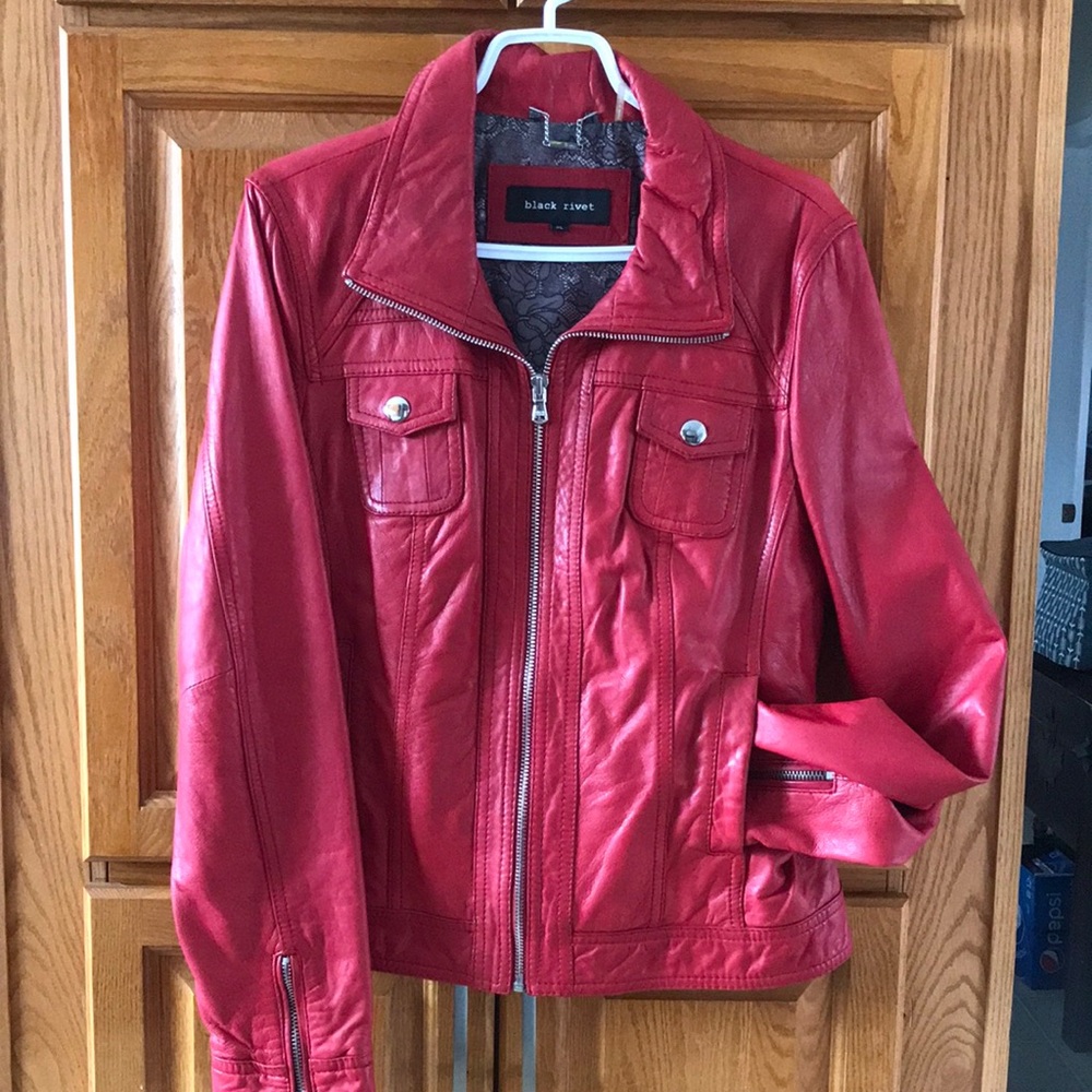 Red leather jacket, XL brand Black Rivet